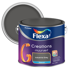 Praxis Flexa muurverf Creations zijdemat industrial grey 2,5L aanbieding