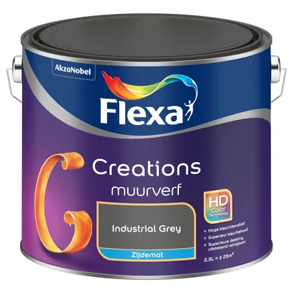 Flexa muurverf Creations zijdemat industrial grey 2,5L 7
