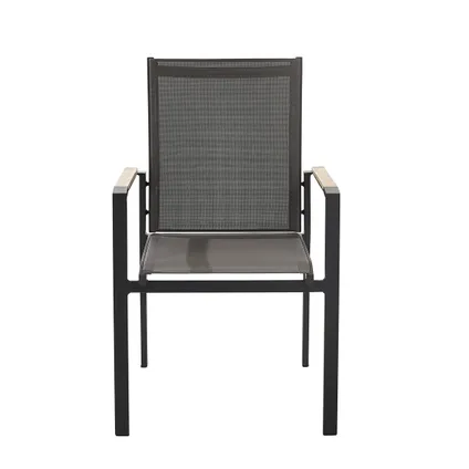 Chaise de jardin Central Park Limoux empilable textilène/teck anthracite/noir/gris foncé 9