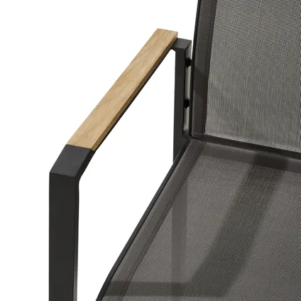 Chaise de jardin Central Park Limoux empilable textilène/teck anthracite/noir/gris foncé 10