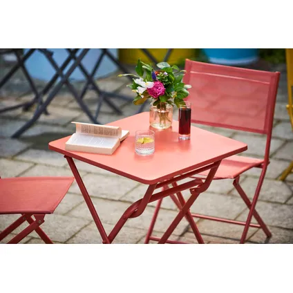 Table de bistrot Central Park Stacy rouge acier 60x60cm 5