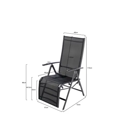 Chaise de jardin Central Park Palma multiposition aluminium anthracite 5