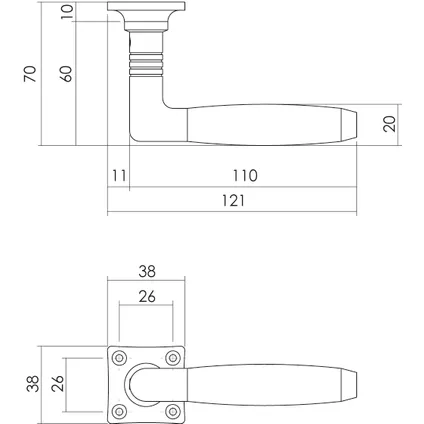 Intersteel deurkruk Ton Basic met vierkant rozet nikkel mat/ebbenhout 2