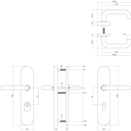 Ferrure de sécurité Intersteel protection contre la traction du noyau ovale laiton 72mm 2