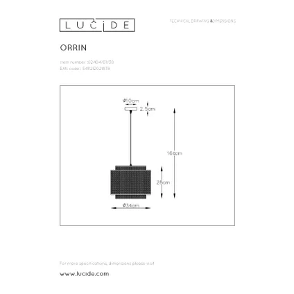 Lucide hanglamp Orrin zwart ⌀34cm E27 2
