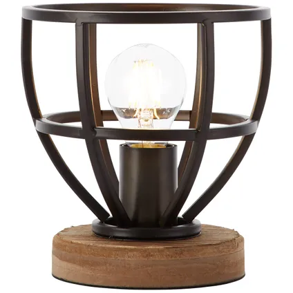 Lampe de table Brilliant Matrix bois noir Ø18cm E27