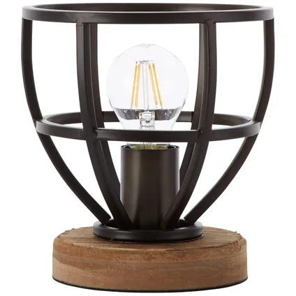 Brilliant tafellamp Matrix hout zwart Ø18cm E27 3