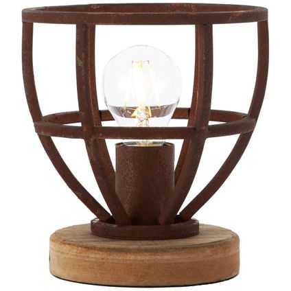 Lampe de table Brilliant Matrix bois rouille Ø18cm E27