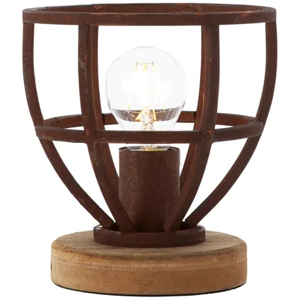 Brilliant tafellamp Matrix hout roest Ø18cm E27