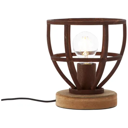 Lampe de table Brilliant Matrix bois rouille Ø18cm E27 4