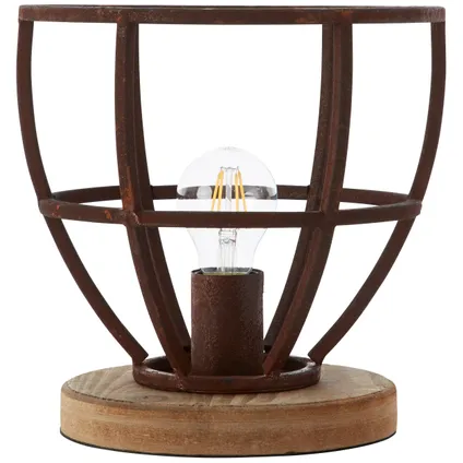 Lampe de table Brilliant Matrix bois/rouille E27 3