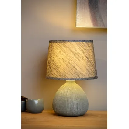 Lampe de table Lucide Ramzi gris Ø18cm E14 4