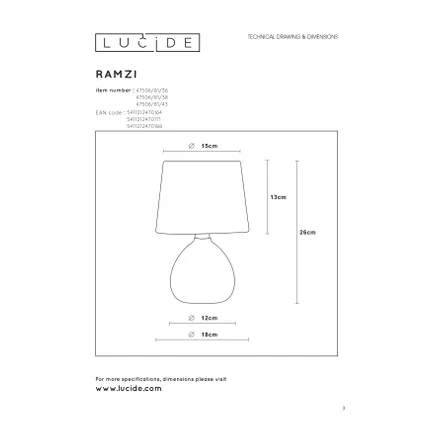 Lampe de table Lucide Ramzi gris Ø18cm E14 6
