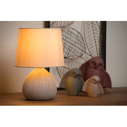 Lampe de table Lucide Ramzi beige Ø18cm E14 2