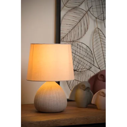 Lampe de table Lucide Ramzi beige Ø18cm E14 3