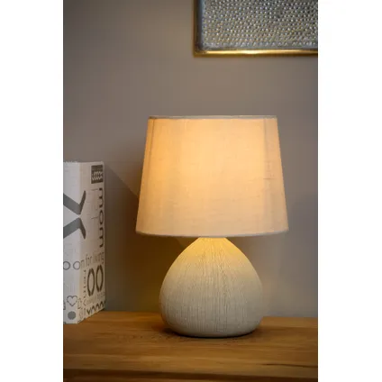 Lampe de table Lucide Ramzi beige Ø18cm E14 4
