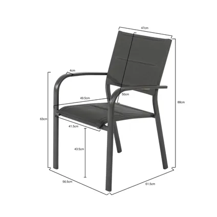 Chaise de jardin empilable Central Park Gabrio aluminium anthracite 2
