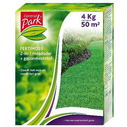 Central Park gazonmeststof anti-moss 2 in 1 Fertimoss 4kg 50m²