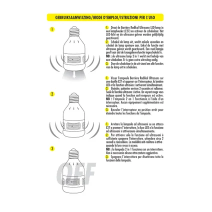 Anti-insect 2 en 1 ampoule Led et ultrasons Compo Barrière Radikal 5