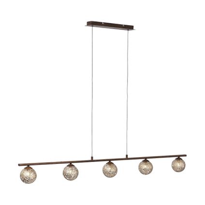 Paul Neuhaus hanglamp Greta 5 lichts L 132cm bruin