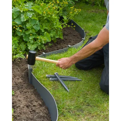 Nature grondpennen voor tuinborder polyethyleen grijs 1,9x1,8x26,7cm 10 stuks
 2