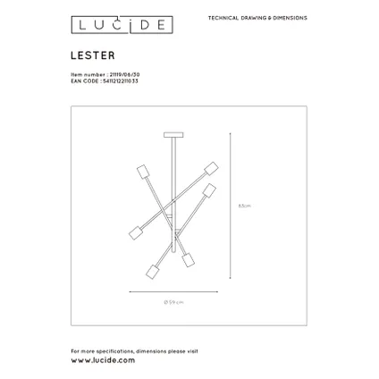 Lucide plafondlamp Lester zwart ⌀59cm 6xE27 8