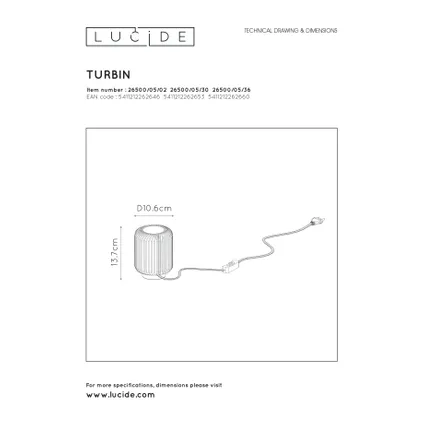 Lucide tafellamp Turbin grijs led Ø10,6cm 5W 5