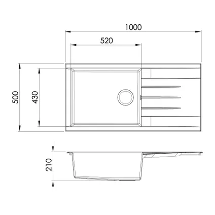 Évier Cube 1 bac XL composite blanc 100x50x21cm 2