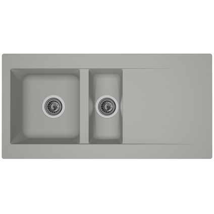 Évier Einna 1,5 bac composite gris béton 100x50x20cm