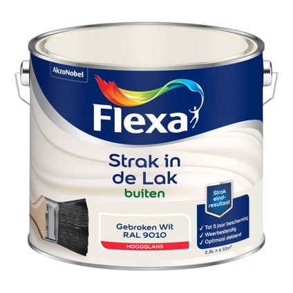 FLEXA STRAK IN DE LAK HOOGGLANS GEBROKEN WIT RAL 9010 2,5 L