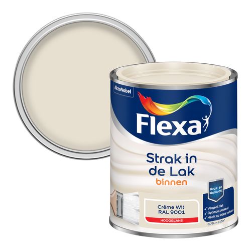 Flexa strak in de lak hoogglans crème wit RAL9001 750ml