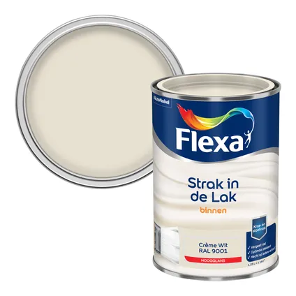 Flexa strak in de lak hoogglans crème wit RAL9001 1,25L