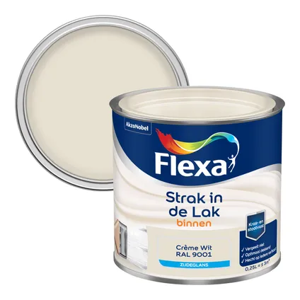 Let op Kroniek stroom Flexa strak in de lak zijdeglans crème wit RAL9001 250ml