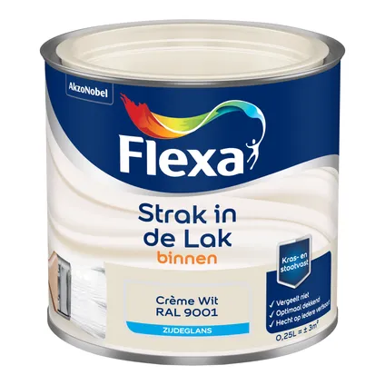 Flexa strak in de lak zijdeglans crème wit RAL9001 250ml 3