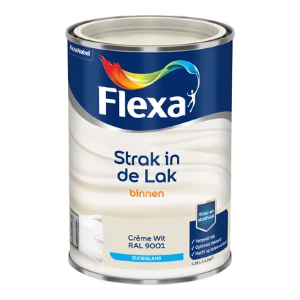 Flexa strak in de lak zijdeglans crème wit RAL9001 1,25L 3