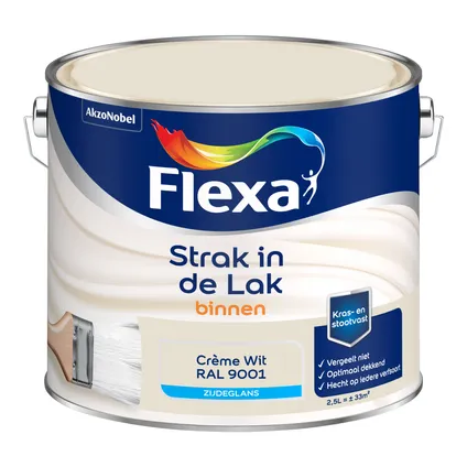 Flexa strak in de lak zijdeglans crème wit RAL9001 2,5L 3