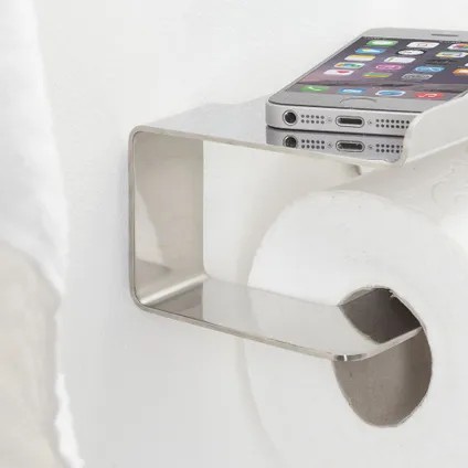 Porte-rouleau papier toilette Tiger Colar avec tablette en inox poli 2