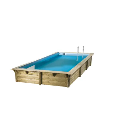 Ubbink houten zwembad Azura  250 x 450 - Rechthoekig  126 cm - Liner Blauw
