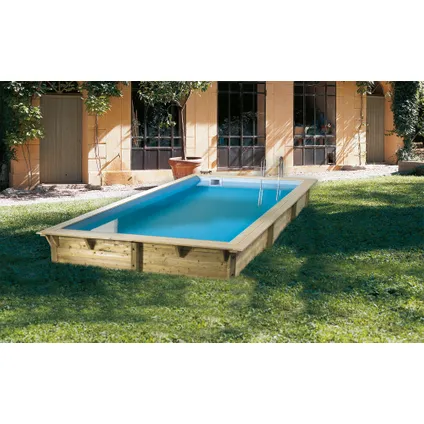 Ubbink houten zwembad Azura  250 x 450 - Rechthoekig  126 cm - Liner Blauw  2