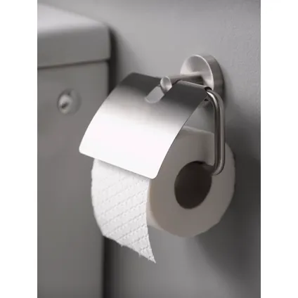 Porte-papier de toilette + couvercle Haceka Rondi gris brossé 2
