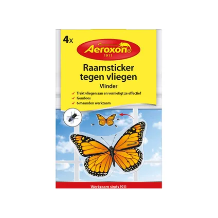 Aeroxon raamsticker vlinder tegen vliegen 4 stuks