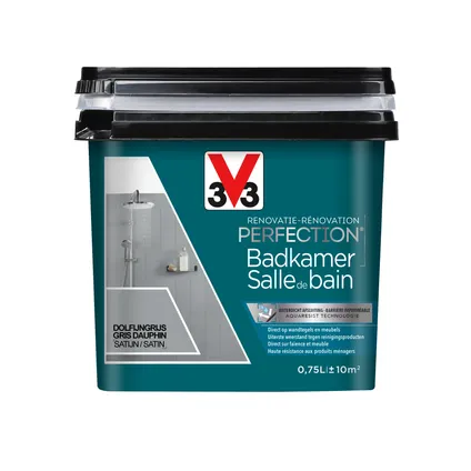 Peinture salle de bain V33 Rénovation Perfection gris dauphin satiné 750ml 2