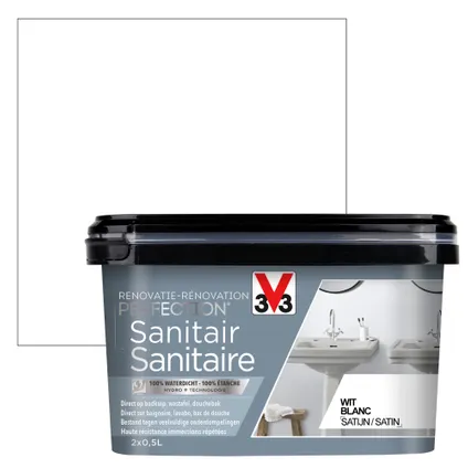 Peinture sanitaire V33 Rénovation Perfection blanc satiné 1L 2