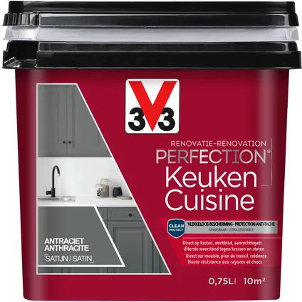 V33 keukenverf Renovatie Perfection antraciet zijdeglans 750ml 3