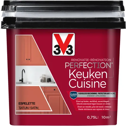 Peinture cuisine V33 Rénovation Perfection espelette satiné 750ml 3