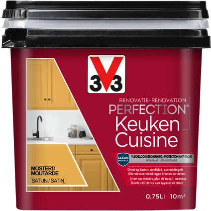 Peinture cuisine V33 Rénovation Perfection moutarde satiné 750ml 3