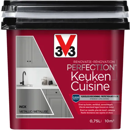 Peinture cuisine V33 Rénovation Perfection inox satiné 750ml 3