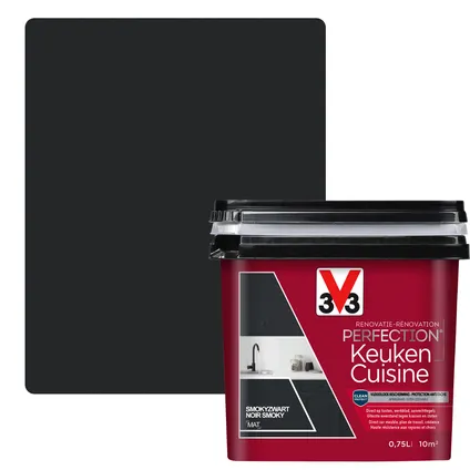 Peinture cuisine V33 Rénovation Perfection noir smoky mat 750ml