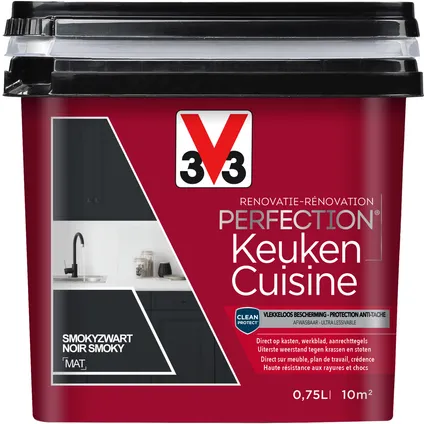 Peinture cuisine V33 Rénovation Perfection noir smoky mat 750ml 3