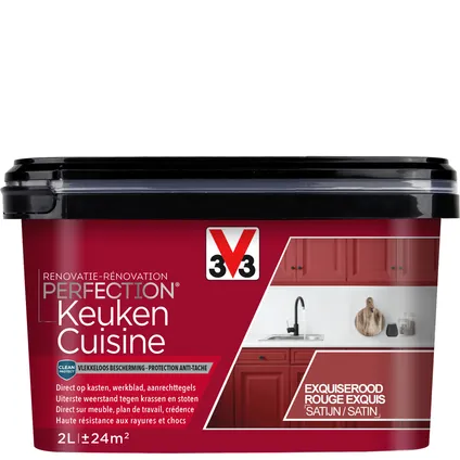 Peinture cuisine V33 Rénovation Perfection rouge exquis satiné 2L 3